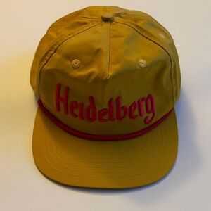 Rare, Vintage Heidelberg Brewery Yellow Cap with Red Embroidery & Braided Cord